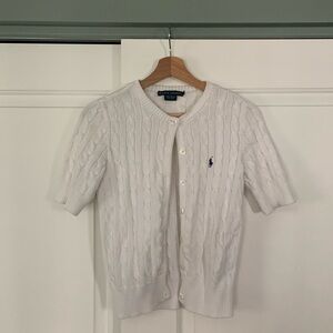 Ralph Lauren white short sleeve cardigan